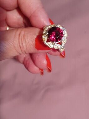 Silver Ring with Deep Red Ruby Gemstone.